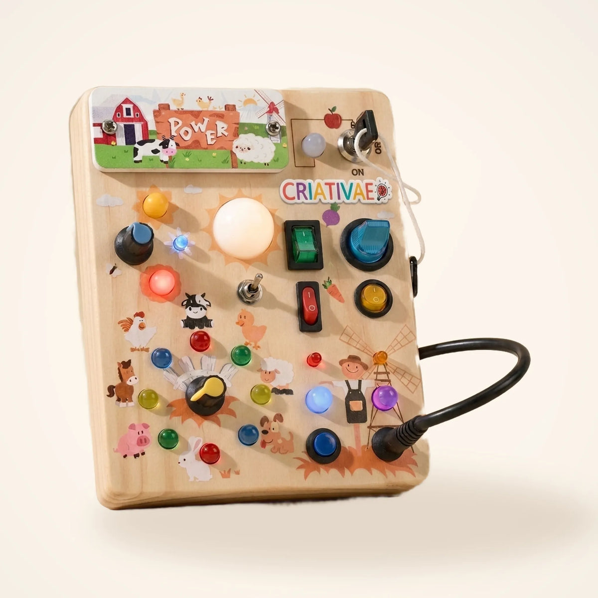 Busy Kids Criativae - Montessori Sensory Busy Board with Lights
