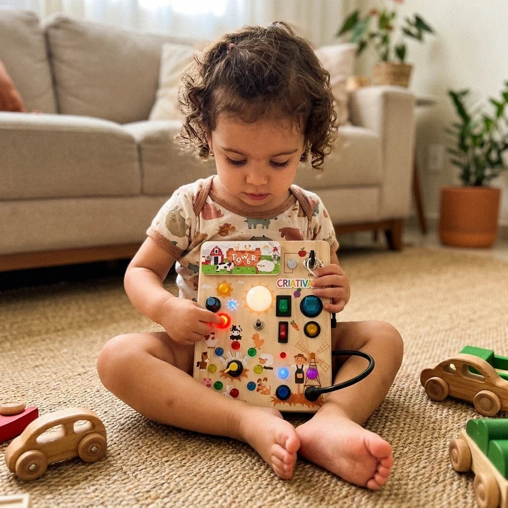 Busy Kids Criativae - Montessori Sensory Busy Board with Lights