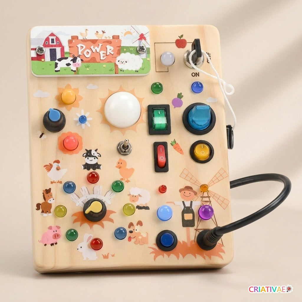 Busy Kids Criativae - Montessori Sensory Busy Board with Lights