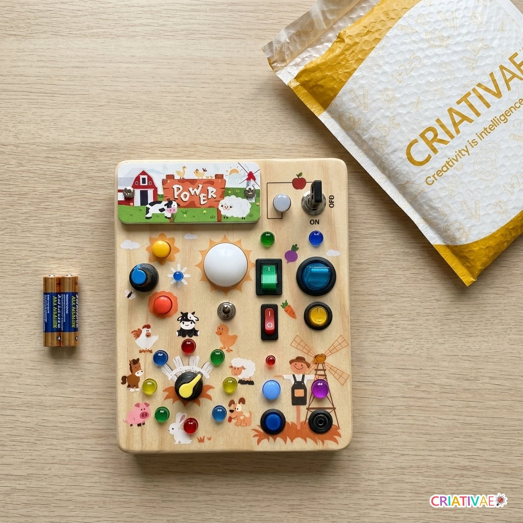 Busy Kids Criativae - Montessori Sensory Busy Board with Lights